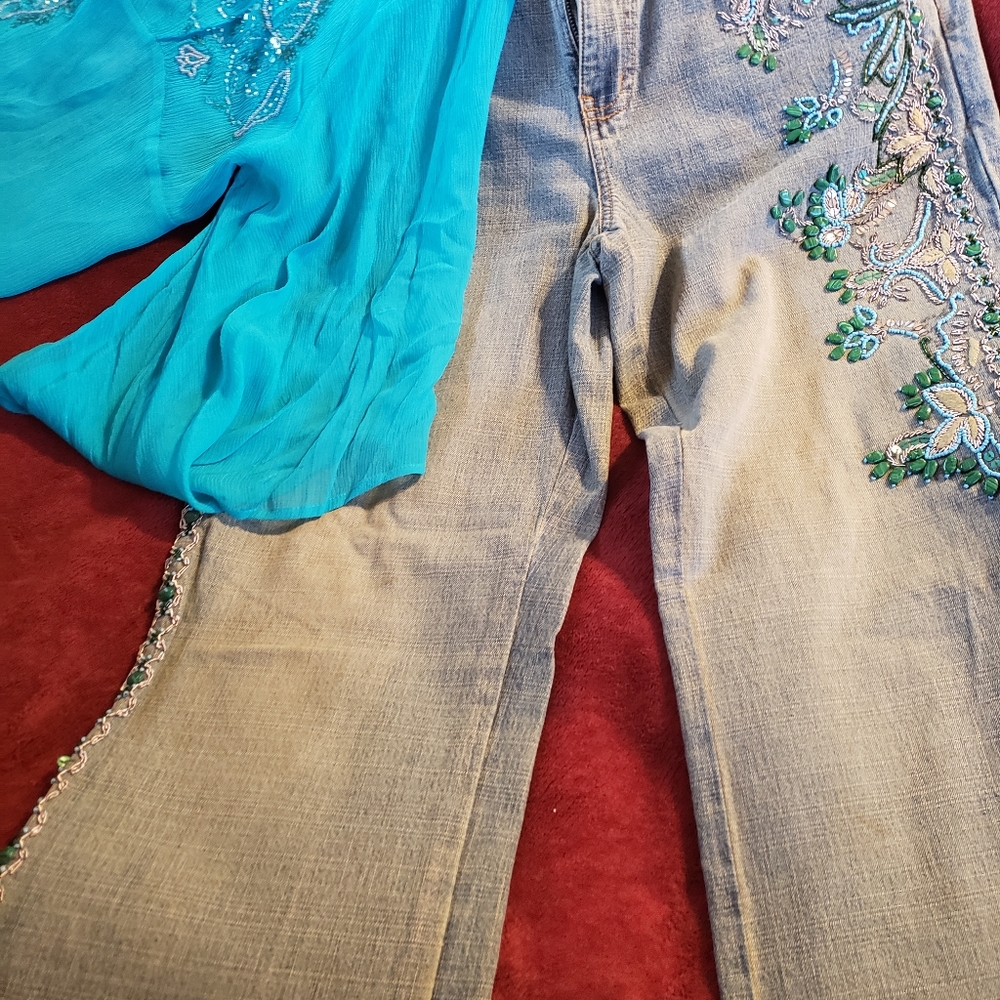 EUC jeans and matching butterfly top